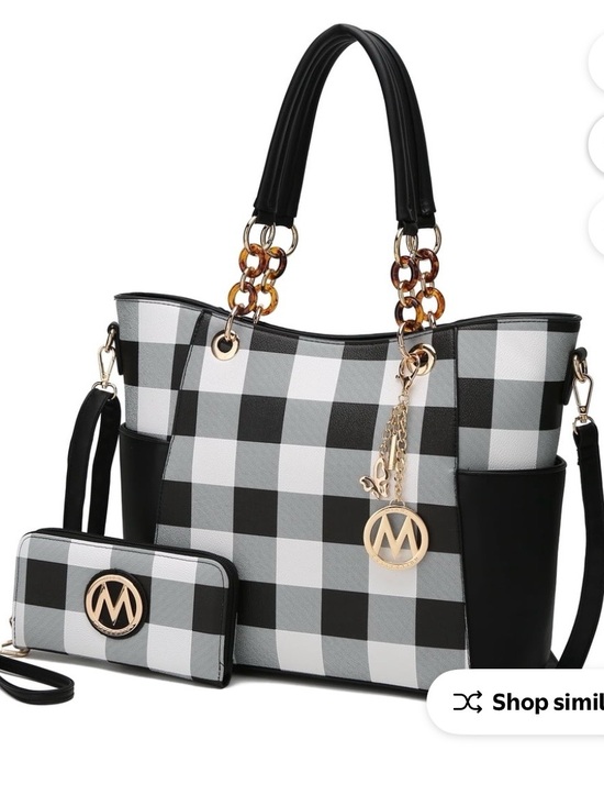 Mkf Collection Handbags - MKF Collection Checkerboard Tote Bag with Wallet - Black & White